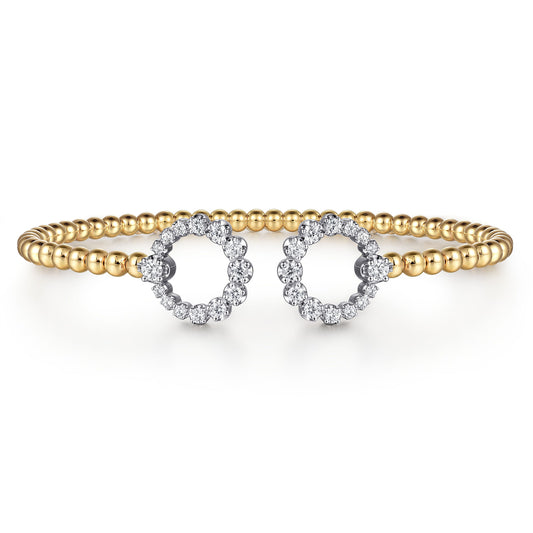 Gabriel & Co. 14K Yellow Gold Bujukan Diamond Circle Open Bangle