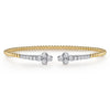 Gabriel & Co. 14K Yellow and White Gold Bujukan and Diamond Clover Open Bangle