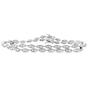 18K White Gold Marquise-Shaped Double Diamond Bracelet
