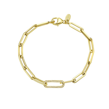 14K Yellow Gold Diamond Link Paperclip Bracelet
