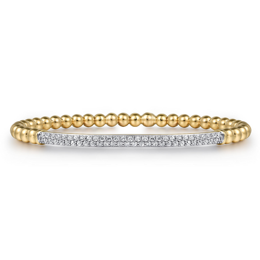 Gabriel & Co. 14K Yellow Gold Bujukan Pave Diamond Bar Locking Bangle