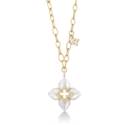 Roberto Coin 18K Yellow Gold Venetian Princess Mother Of Pearl Flower 33" Necklace