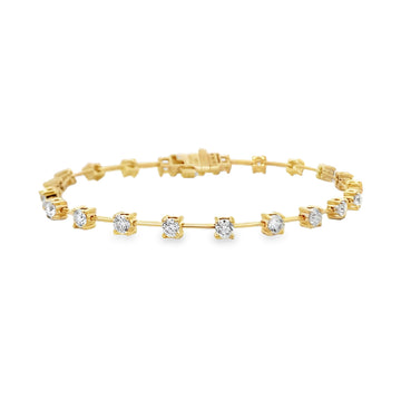 18K Yellow Gold Bar and Diamond Stations Bracelet