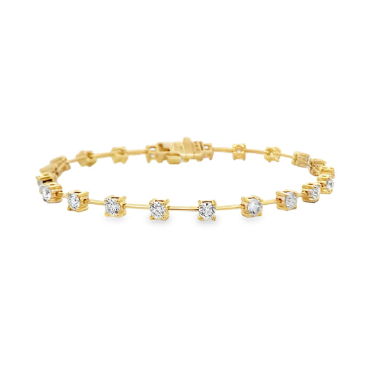 18K Yellow Gold Bar and Diamond Stations Bracelet