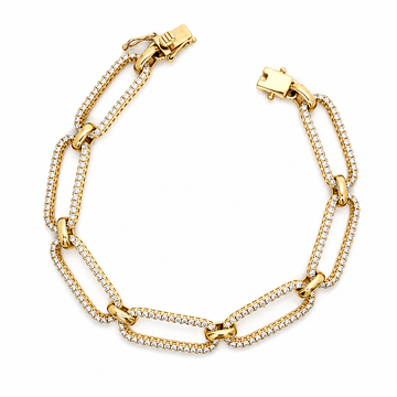 18K Yellow Gold 2 Carat Diamond Fancy Link Bracelet