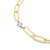 18K Two-Tone 4 Diamond Bezel Stations Oval Link Bracelet