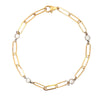 18K Two-Tone 4 Diamond Bezel Stations Oval Link Bracelet