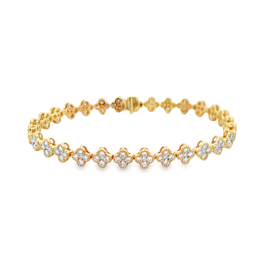 18K Yellow Gold Clover Diamond Bracelet