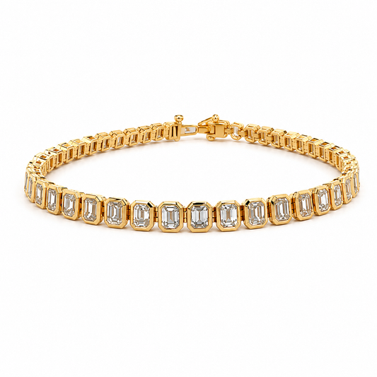18K Yellow Gold  Bezel-Set Diamond Tennis Bracelet