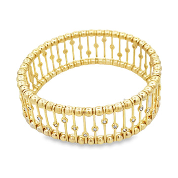 Luigi Tavanti 14K Yellow Gold Stretchable Open Lattice Diamond Bangle Bracelet