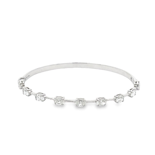 Norman Silverman 18K White Gold Oval Diamond Bangle