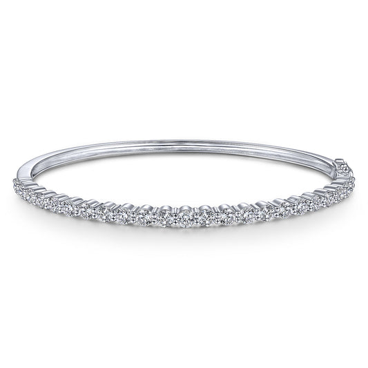 Gabriel & Co.14K White Gold Diamond Straight Line Bangle