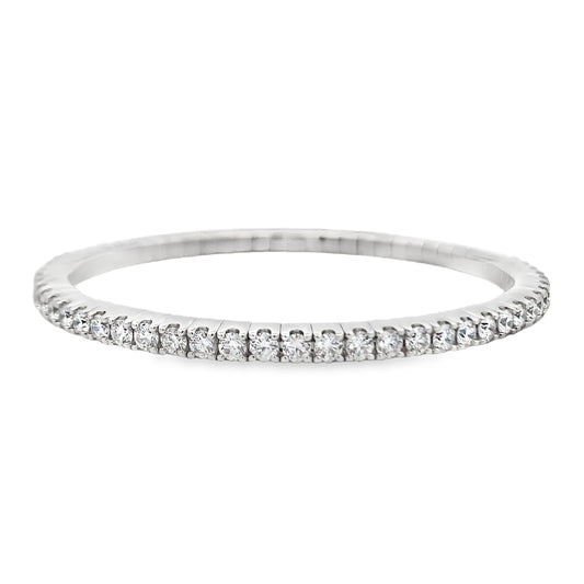 14K White Gold Diamond Tennis Stretch Bangle
