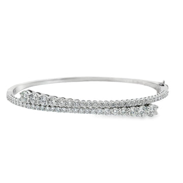 Norman Silverman 18K White Gold Bypass Diamond Bangle