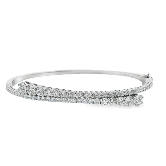 Norman Silverman 18K White Gold Bypass Diamond Bangle