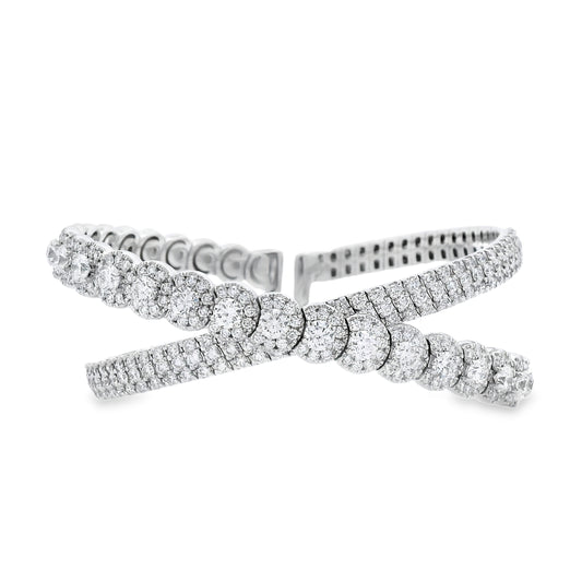Damaso 18K White Gold Crossover Diamond Bangle