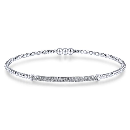 Gabriel & Co. 14K White Gold Pave Diamond Bar Locking Bangle