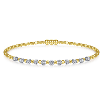 Gabriel & Co. 14K Two-Tone Bujukan Diamond & Bead Locking Bangle