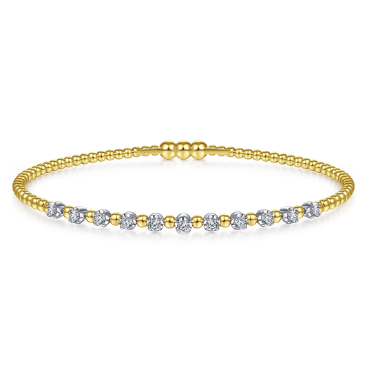 Gabriel & Co. 14K Two-Tone Bujukan Diamond & Bead Locking Bangle