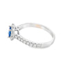 14K White Gold Round Blue Sapphire & Diamond Halo Ring