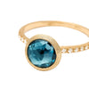 Marco Bicego 18K "Jaipur Color" London Blue Topaz with Diamond Pavé Shank Ring