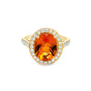 14K Yellow Gold Citrine and Diamond Halo Ring