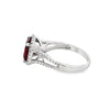 14K White Gold Garnet and Diamond Halo and Split Shank Ring
