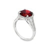 14K White Gold Garnet and Diamond Halo and Split Shank Ring