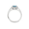14K White Gold Aquamarine and Diamond Halo Ring