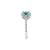 14K White Gold Aquamarine and Diamond Halo Ring
