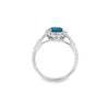 14K White Gold London Blue Topaz and Diamond Halo Ring
