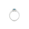 14K White Gold Rectangular Aquamarine and Diamond Halo Ring