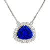 18K White Gold Trillion Sapphire and Diamond Pendant