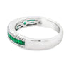18K White Gold Emerald and Diamond Rows Ring