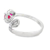 18K White Gold Pear Ruby & Diamond Bypass Ring