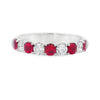 18K White Gold Ruby and Diamond Alternating Ring
