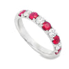 18K White Gold Ruby and Diamond Alternating Ring
