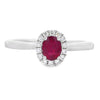 18K White Gold Ruby and Diamond Halo Ring