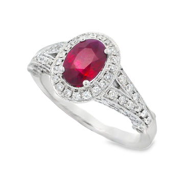 18K White Gold Ruby and Diamond Fashion Ring