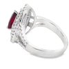 18K White Gold Pear Ruby and Diamond Double Halo Ring