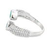 18K White Gold Pear-Cut Emerald and Diamond Bypass Ring