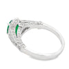 18K White Gold Emerald and Diamond Milgrain Fashion Ring
