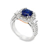 18K Two-Tone Cushion Sapphire with Diamond Halo and Shank Ring