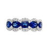 18K White Gold Oval Sapphire and Diamond Halo Band