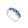 18K White Gold Oval Sapphire and Diamond Halo Band