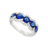 18K White Gold Oval Sapphire and Diamond Halo Band