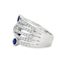 18K White Gold 5-Row Diamond Riing with 5 Bezel-Set Sapphire Accents