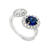 18K White Gold Bypass Sapphire and Diamond Ring