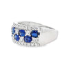 18K White Gold Sapphires and Diamond Ring in Checker Pattern