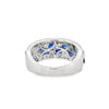 18K White Gold Sapphires and Diamond Ring in Checker Pattern
